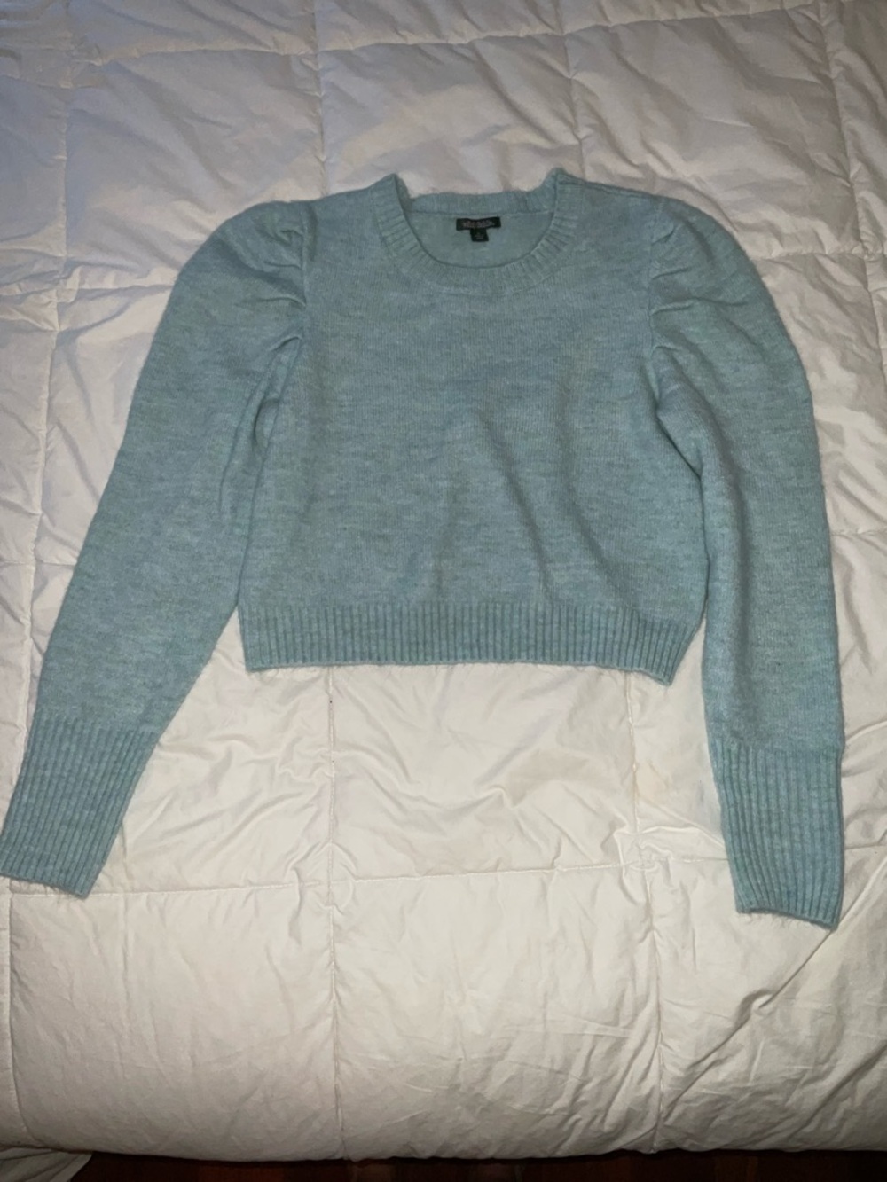 wild fable Light Aqua Puff Sleeve Crewneck Sweater